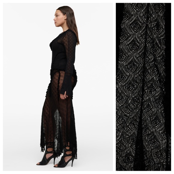 NWT. Zara Limited Edition Black Pointed Pointelle Midi Skirt. - Picture 3 of 9